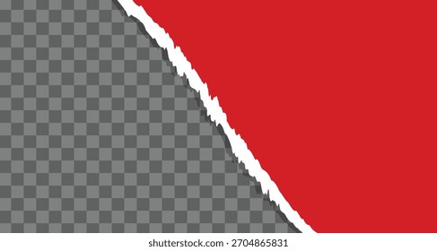  Papel vermelho rasgado em um fundo cinza transparente