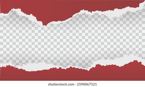  red torn paper on transparent background