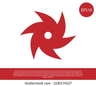 Red Tornado icon isolated on white background. Cyclone, whirlwind, storm funnel, hurricane wind or twister weather icon.  Vector Illustration