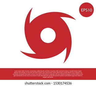 Red Tornado Icon Isolated On White Background. Cyclone, Whirlwind, Storm Funnel, Hurricane Wind Or Twister Weather Icon.  Vector Illustration