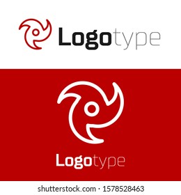 Red Tornado icon isolated on white background. Cyclone, whirlwind, storm funnel, hurricane wind or twister weather icon. Logo design template element. Vector Illustration