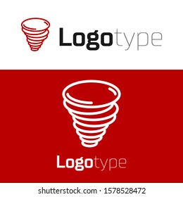 Red Tornado icon isolated on white background. Cyclone, whirlwind, storm funnel, hurricane wind or twister weather icon. Logo design template element. Vector Illustration