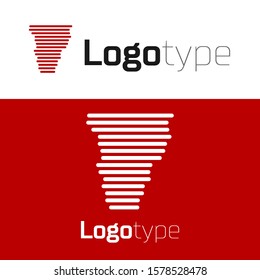 Red Tornado icon isolated on white background. Cyclone, whirlwind, storm funnel, hurricane wind or twister weather icon. Logo design template element. Vector Illustration