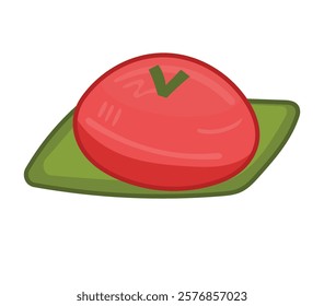 Red tortoise cake vector illustration, red turtle cake icon, ang ku kueh clip art, gambar kue ku kartun, kue thok or dengkul cina
