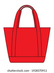 Vector De Plantilla De Bolsa De Tote Rojo En Fondo Blanco