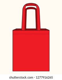 Red Tote Bag Vector For Template