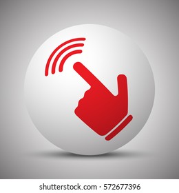 Red Touch Screen icon on white sphere