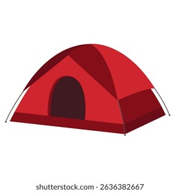 Red tourist camping tent isolated on white background. Party event or camp tent vector icon. Vacation illustration.