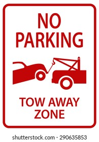 red tow away sign for street