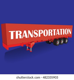 Red tow Container  on blue board, Vector style