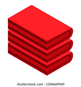 Red towel stack icon. Isometric of red towel stack vector icon for web design isolated on white background
