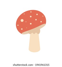 Red toxic mushroom isolated on white background. Amanita muscaria vector illustration.