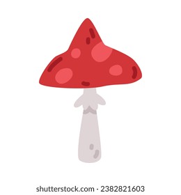 Red Toxic Toadstool with Cap as Halloween Trick or Treat Night Party Element Vector Illustration