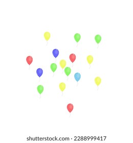 Red Toy Background White Vector. Surprise Isolated Set. Multicolor Gift. Purple Confetti. Ballon Fly Banner.