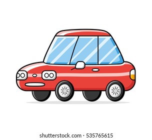 Red toy car isolated.