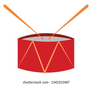 Red toy drum vector illustration on white background 