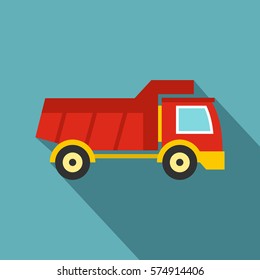 Red Toy Truck Icon. Flat Illustration Of Red Toy Truck Vector Icon For Web   On Baby Blue Background