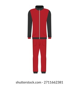 Chándal rojo en estilo plano sobre fondo blanco