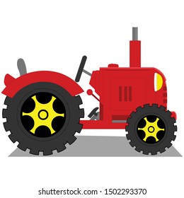 Red Tractor - Cartoon Vector Image