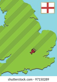 red tractor cutting the grass of england, map has a clipping mask