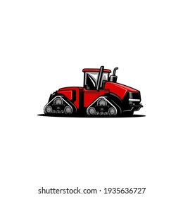 red tractor farming machine illustration