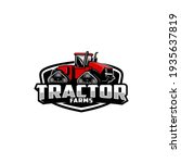 red tractor farming machine logo vector