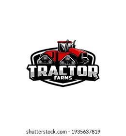 red tractor farming machine logo vector