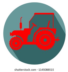 red tractor flat design icon vector eps 10