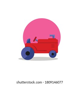 red tractor flat design illustration