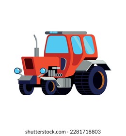 Red tractor flat icon on white background vector illustration