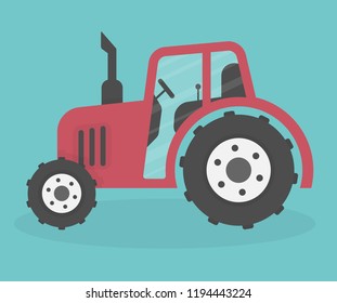 Red Tractor in flat style