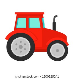 Red tractor icon. Flat illustration of red tractor vector icon for web design