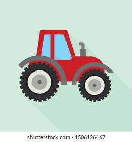 Red tractor icon. Flat illustration of red tractor vector icon for web design