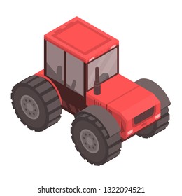 Red tractor icon. Isometric of red tractor vector icon for web design isolated on white background