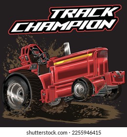 red tractor isolated on black background for business elements, screen printing, digital printing, DTG, DTF and poster.