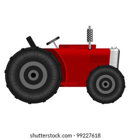 Red tractor isolated over white background