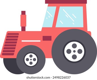 A red tractor with large rear wheels