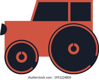 red tractor in the minimalism. flat vector