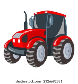 Red tractor on white background - vector image. Agriculture and rural concept 