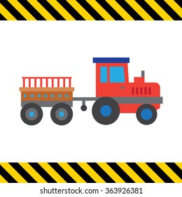 Red tractor with trailer