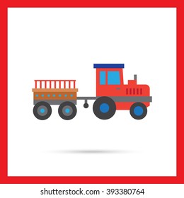 Red tractor with trailer