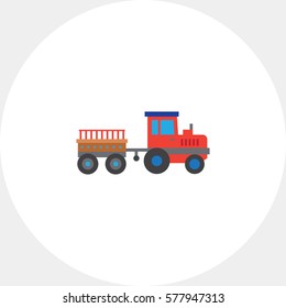 Red tractor with trailer