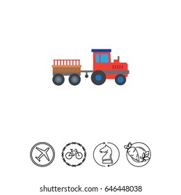 Red tractor with trailer