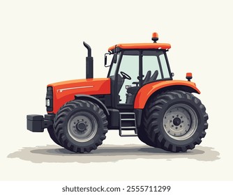 Red Tractor Vector Illustration Sideview for Product Demonstration or Presentation