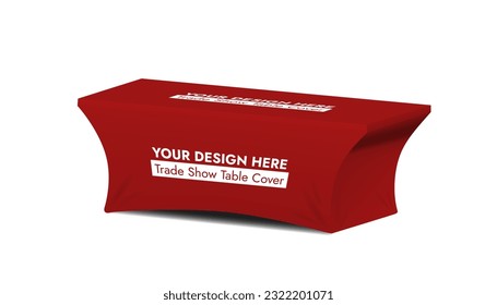 Red Trade Show Table Cover on White Background Vector Illustration.