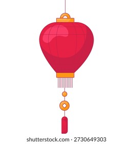 Red Traditional Chinese Lantern. Flat Style Illustrations. Lunar Chinese New Year Element