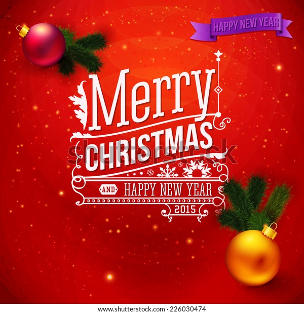 Red Traditional Christmas Card Typography Design Stock Vector Royalty Free 226030474