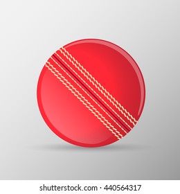 Red traditional cricket ball. Vector illustration.