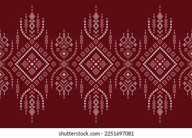 Patrón étnico tradicional rojo paisley flor Ikat fondo abstracto azteca africana indonesio indio sin costuras para tela de impresión cortinas de ropa y sarong