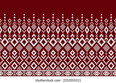 Red traditional ethnic pattern paisley flower Ikat background abstract Aztec African Indonesian Indian seamless pattern for fabric print cloth dress carpet curtains and sarong